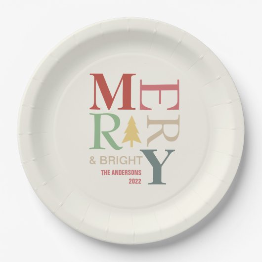 Moderne, trendige, fröhliche und helle Minimalisti Pappteller (Vorderseite)