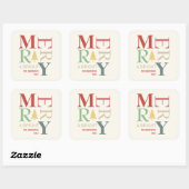 Moderne, trendige, fröhliche und helle Minimalisti Quadratischer Aufkleber (Blatt)