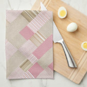 Moderne, trendige gestreifte Patchwork Quilt Pink Geschirrtuch (Viertel Falte)