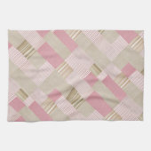 Moderne, trendige gestreifte Patchwork Quilt Pink Geschirrtuch (Horizontal)