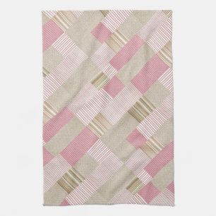 Moderne trendige gestreifte Patchworkdecke Rosa Be Geschirrtuch