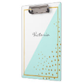 Moderne trendige Gold Dots Mint Ihren Namen hinzuf Klemmbrett (Links)