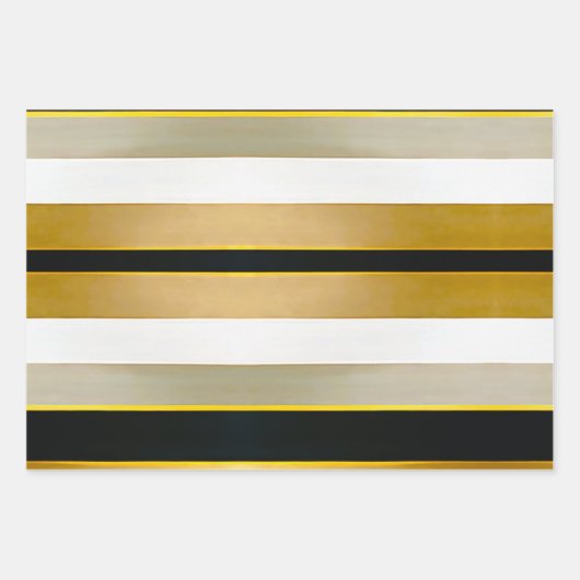 Moderne, trendige Gold Schwarz und Weiß geometrisc Geschenkpapier Set (Vorderseite 2)