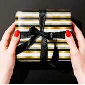 Moderne, trendige Gold Silver Black Stripes Geschenkpapier