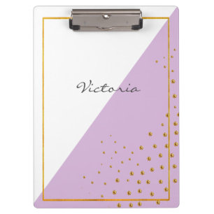Moderne, trendige Golddots tragen Ihren Namen hinz Klemmbrett