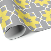 Moderne, trendige, graue und gelbe Blumen Geschenkpapier (Rolleneckpunkt)