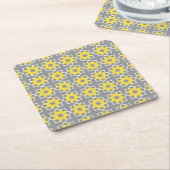 Moderne, trendige, graue und gelbe Blumen Rechteckiger Pappuntersetzer (angewinkelt)