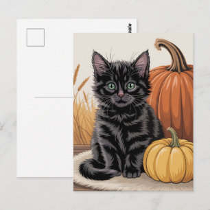 Moderne trendige Halloween-Kürbisse und schwarze K Postkarte