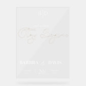 Moderne trendige Hochzeit der "Story Begins" Acrylschild (Vorderseite)