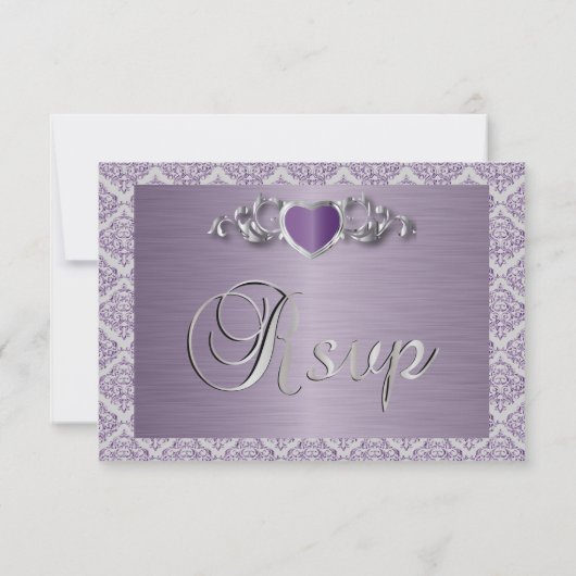 Moderne, trendige Hochzeit in einem Amethyst Lila RSVP Karte (Rückseite)