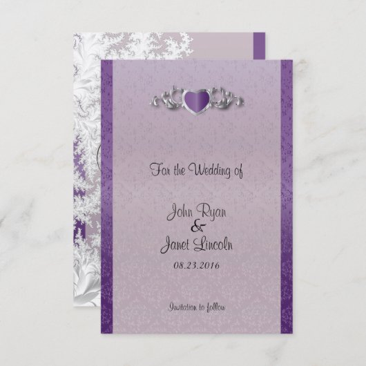 Moderne, trendige Hochzeit in einem Amethyst Lila Save The Date (Vorne/Hinten)