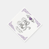 Moderne, trendige Hochzeit in einer Lila Damaske Serviette (Ecke)