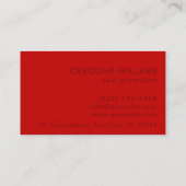 Moderne trendige Kirschrot Visitenkarte (Rückseite)