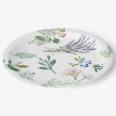 Moderne trendige Kräuterpflanzen und grüne und wei Pappteller (Schrägansicht)