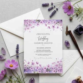 Moderne trendige lila Lavendel Hochzeit Einladung