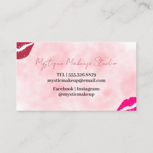 Moderne trendige Lippen Schönheit macht Künstler Visitenkarte (Rückseite)