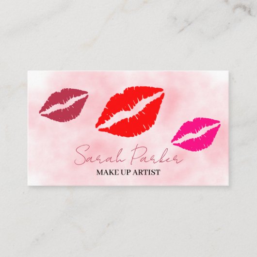 Moderne trendige Lippen Schönheit macht Künstler Visitenkarte (Vorderseite)
