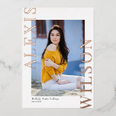 Moderne trendige Minimalistische Abschluss Einladu Folieneinladung (Vorderseite)