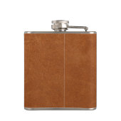 Moderne, trendige Monogramm-Sable-Brown-Leder-Flas Flachmann (Rückseite)