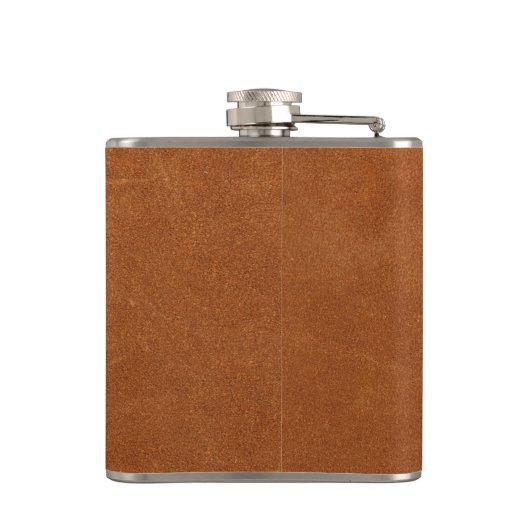 Moderne, trendige Monogramm-Sable-Brown-Leder-Flas Flachmann (Rückseite)