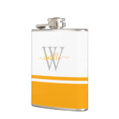 Moderne trendige Monogramm-Schrift Orange Flachmann (Links)