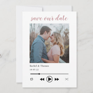 Moderne trendige Musikspielerin Ehepaar Foto Hochz Save The Date