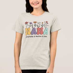 Moderne & trendige Nana Floral personalisierte Nam Tri-Blend Shirt