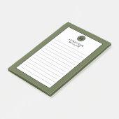 Moderne, trendige Olive Green Monogram Linse Post-it Klebezettel (angewinkelt)