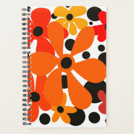 Moderne, trendige, orange und gelbe Blumen Planer