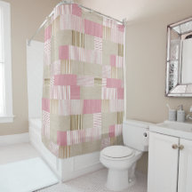 Moderne, trendige Patchwork Quilt Pink Beige Strei