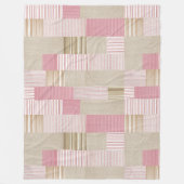 Moderne, trendige Patchwork Quilt Pink Beige Strei Fleecedecke (Vorderseite)