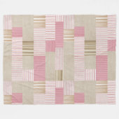 Moderne, trendige Patchwork Quilt Pink Beige Strei Fleecedecke (Vorderseite (Horizontal))