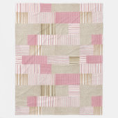 Moderne trendige Patchworkdecke rosa beige Streife Fleecedecke (Vorderseite)