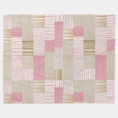 Moderne trendige Patchworkdecke rosa beige Streife Fleecedecke (Vorderseite (Horizontal))