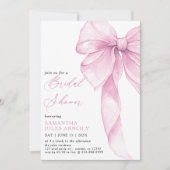 Moderne, trendige Pink Bow Baby Dusche Einladung (Vorderseite)