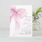 Moderne, trendige Pink Bow Baby Dusche Einladung (Stehend Vorderseite)
