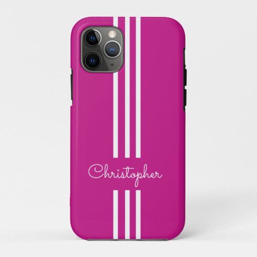 Moderne trendige Rennstreifen mit Monogramm Case-Mate iPhone Hülle (Rückseite)