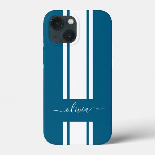 Moderne trendige Rennstreifen mit Monogramm Case-Mate iPhone Hülle (Rückseite)