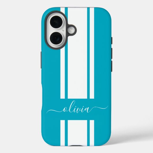 Moderne trendige Rennstreifen mit Monogramm Case-Mate iPhone Hülle (Rückseite)