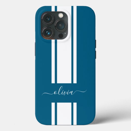Moderne trendige Rennstreifen mit Monogramm Case-Mate iPhone Hülle (Rückseite)