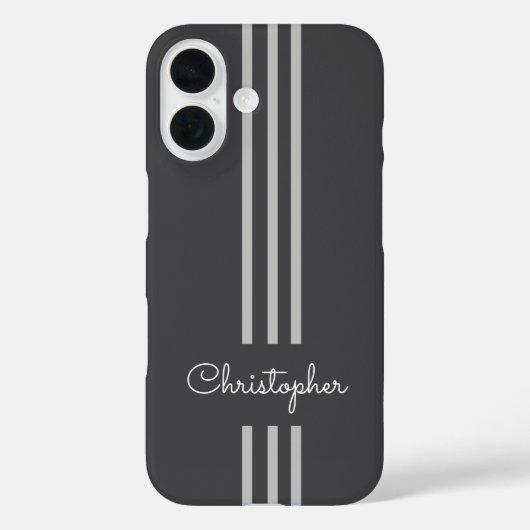 Moderne trendige Rennstreifen mit Monogramm Case-Mate iPhone Hülle (Rückseite)