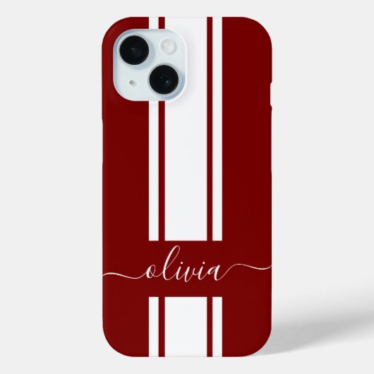 Moderne trendige Rennstreifen mit Monogramm Case-Mate iPhone Hülle (Rückseite)