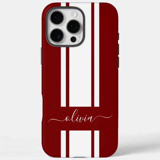 Moderne trendige Rennstreifen mit Monogramm Case-Mate iPhone Hülle (Rückseite)