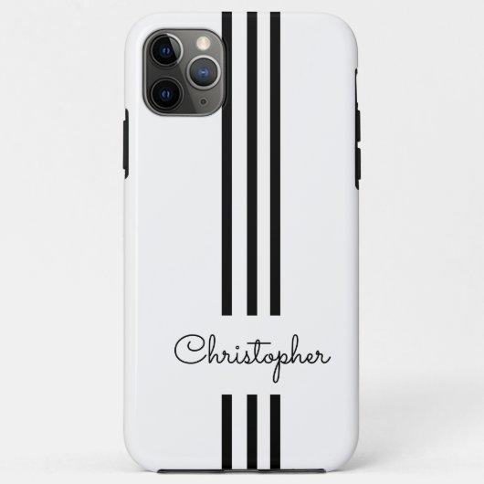 Moderne trendige Rennstreifen mit Monogramm Case-Mate iPhone Hülle (Rückseite)