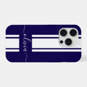 Moderne trendige Rennstreifen mit Monogramm iPhone Hülle (Rückseite (Horizontal))