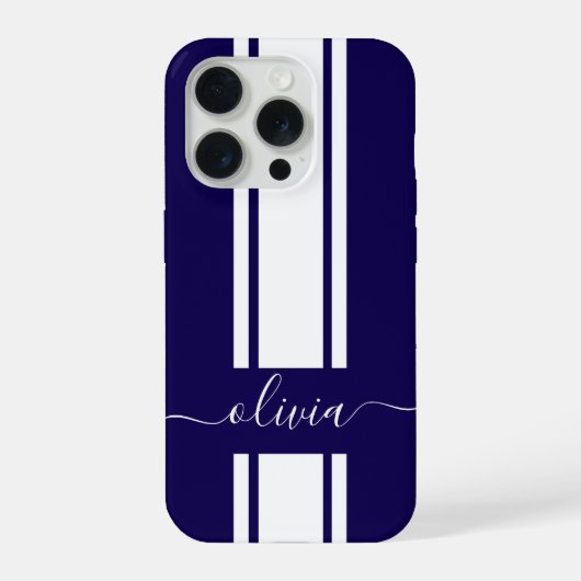 Moderne trendige Rennstreifen mit Monogramm iPhone Hülle (Rückseite)