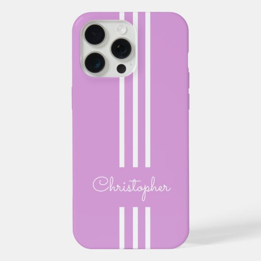 Moderne trendige Rennstreifen mit Monogramm iPhone Hülle (Rückseite)