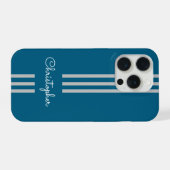 Moderne trendige Rennstreifen mit Monogramm iPhone Hülle (Rückseite (Horizontal))