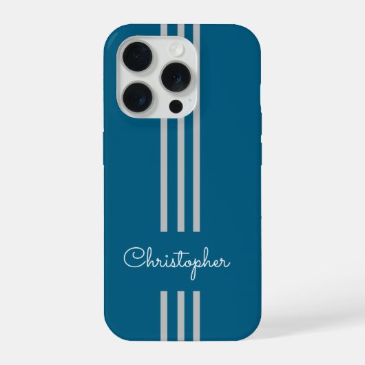 Moderne trendige Rennstreifen mit Monogramm iPhone Hülle (Rückseite)