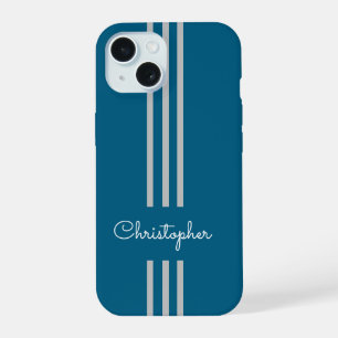 Moderne trendige Rennstreifen monogrammiert iPhone 15 Hülle